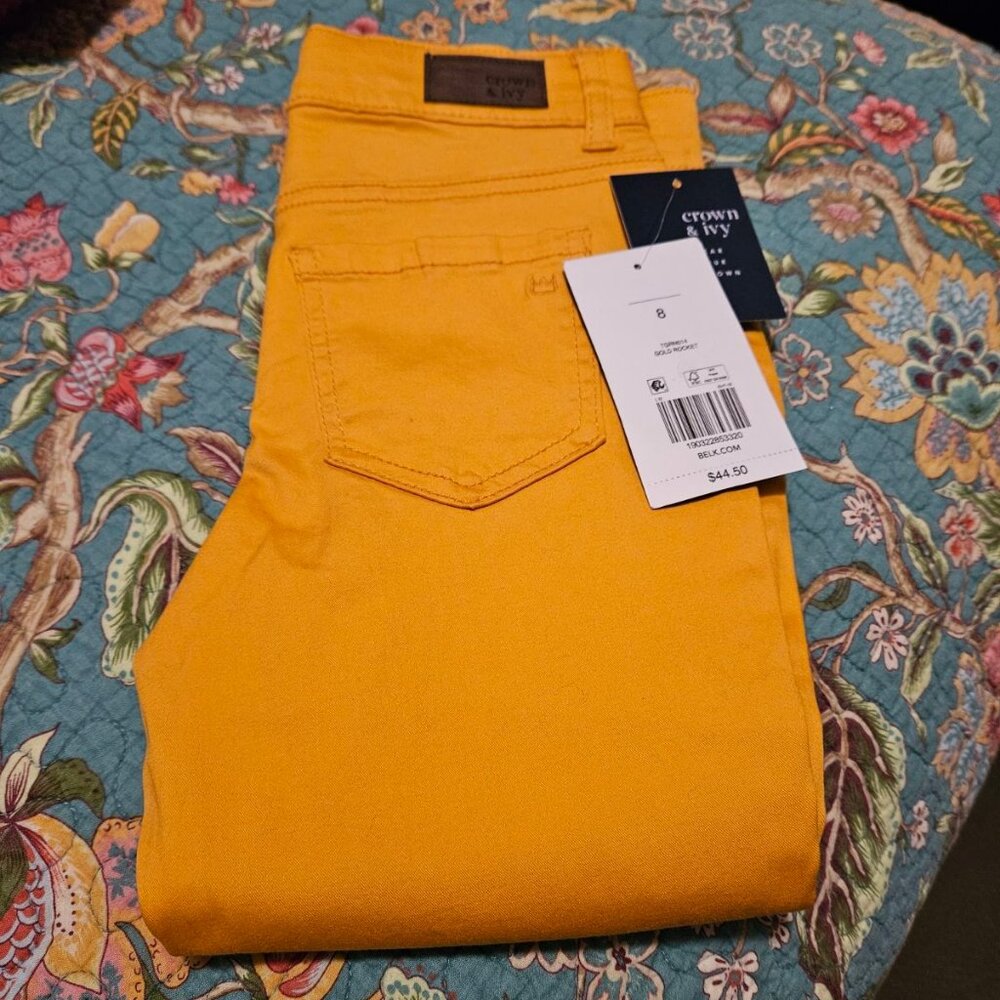 ** HOST PICK ** - Girl's Crown & Ivy Yellow Gold Pants - Size 8